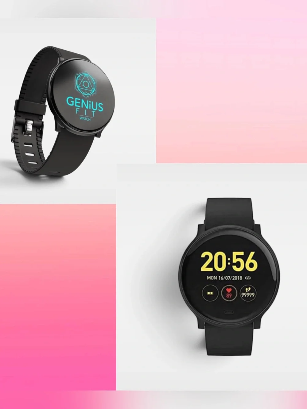 Smart Fitness Watch / Black Rubber Band